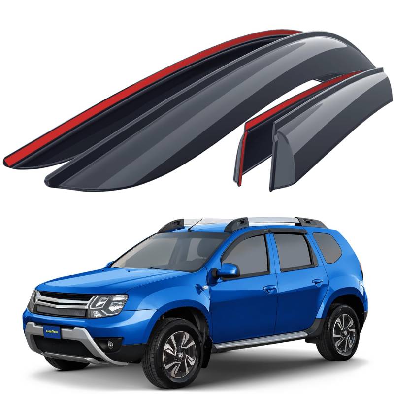 Goodyear Windabweiser für/kompatible mit Dacia Duster 2010-2017 (I) - Stick-on Regenabweiser - Autofenster Regenschutz - Ermöglichen Frischluft - Waschstraßenfest - Einfache Montage 4 Set von Goodyear