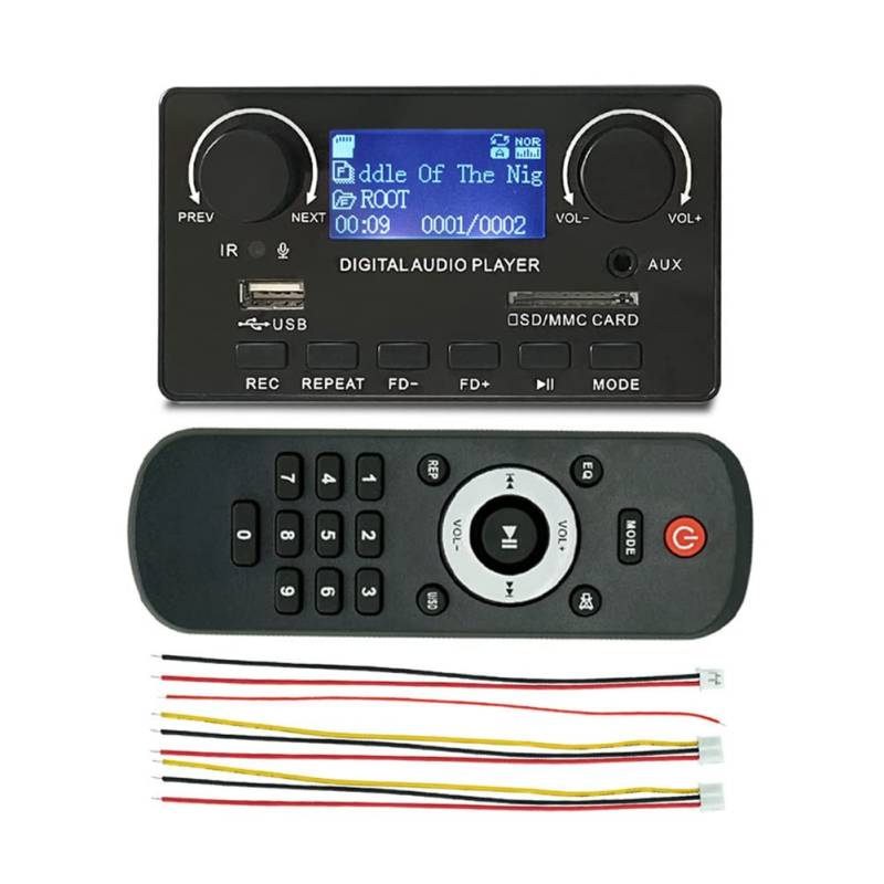 Gosera LCD-Display Bluetooth 5.0 MP3-Decoderplatine UnterstüTzt Freisprechaufnahme FM DC 12V MP3 WMA WAV APE FLAC Audioplayer von Gosera