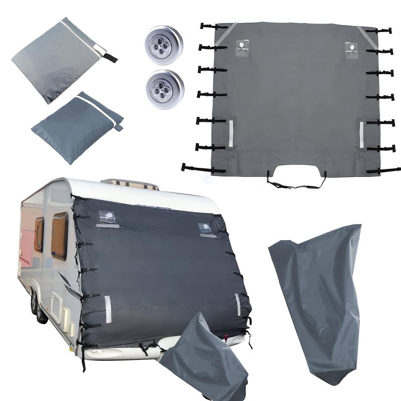 Deichselabdeckung für Wohnwagen and Abdeckung für Wohnwagen oder Wohnmobile 210D Universelle Winter Abdeckplane Wasserdicht Deichselhaube, Schützt vor Staub, Feuchtigkeit und UV-Strahlung von Gotrain