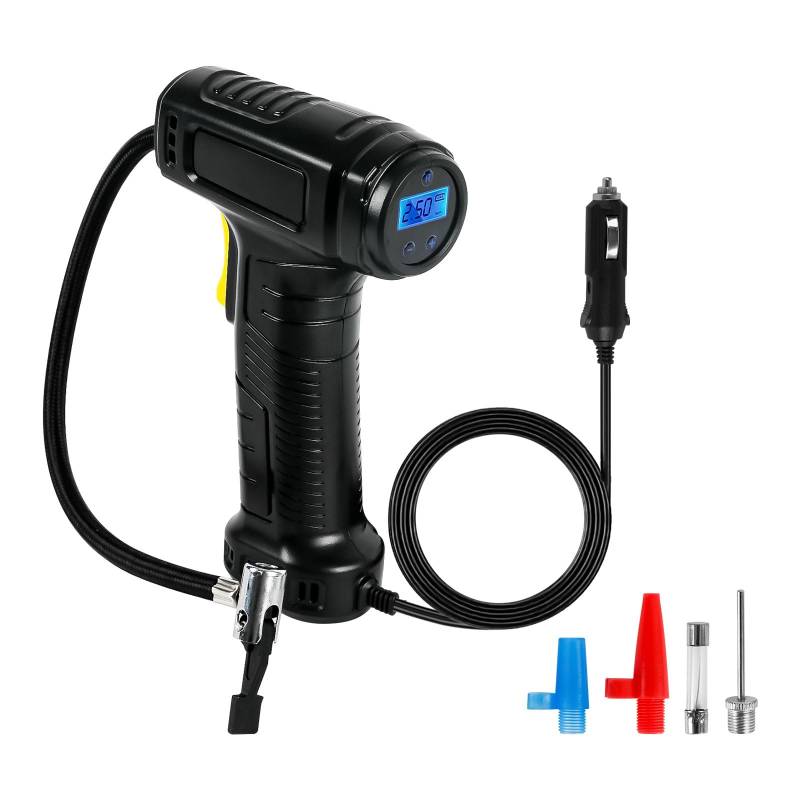Gotrain 150PSI Elektrische Luftpumpe Akku Kompressor Mini Tragbare Fahrradpumpe Pumpe mit Digitale LCD Bildschirm, LED Licht und 4 Düsen für Auto,Motorrad, Fahrräder, Bälle von Gotrain