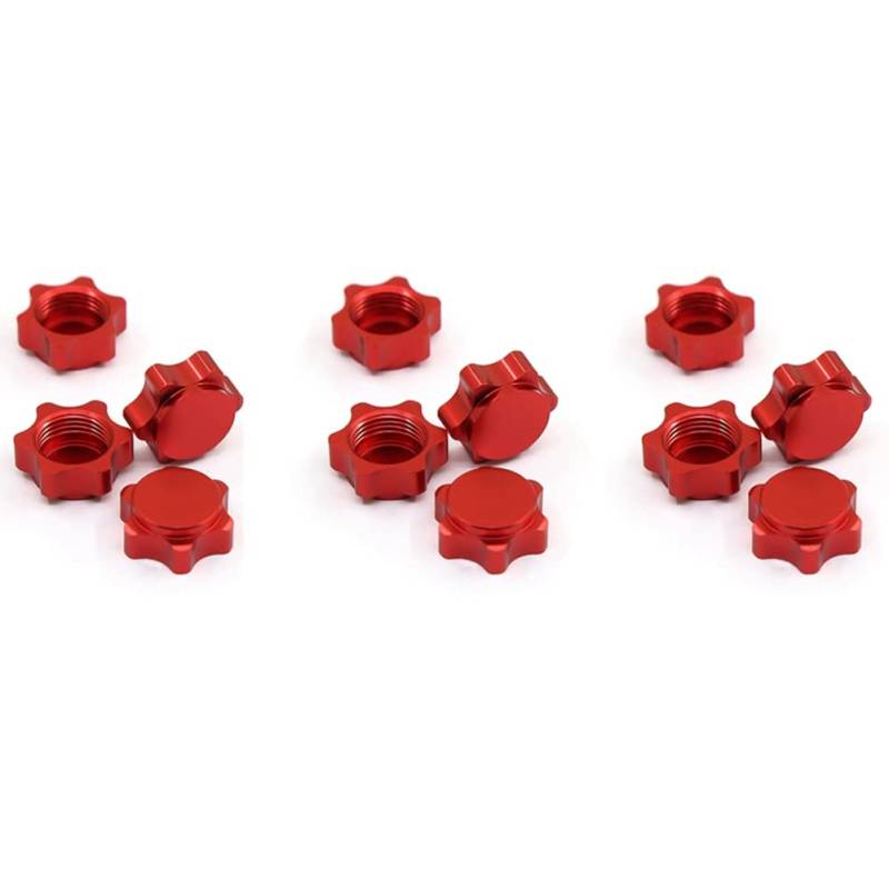 Goufride 12 Teilige Aluminium Rad Naben Abdeckung Anti Abdeckung 17 mm Sechskant Mutter für 1/8 RC Auto, Rot von Goufride