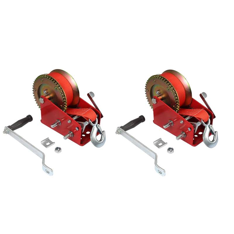 Goufride 2X Bootswinde 3500 Lbs KapazitäT Hochleistungs-Handwinde, Handwinde BootsanhäNgerwinde, Manuelle Winde mit 10 M (32 Fuß) Gurt von Goufride