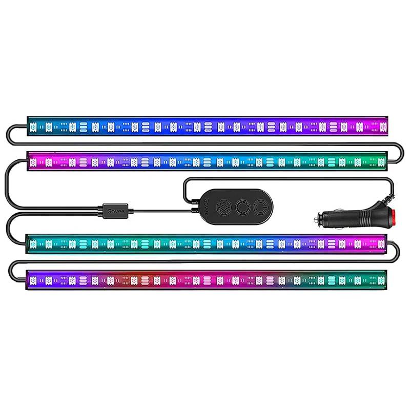Govee RGBIC Auto LED Streifen, App steuerbare Innenbeleuchtung, 2-Linien-Design, Musik-Modus, DIY-Effekte, 64 Szenen-Optionen, Ambientebeleuchtung mit Zigarettenanzünder, 12V von Govee