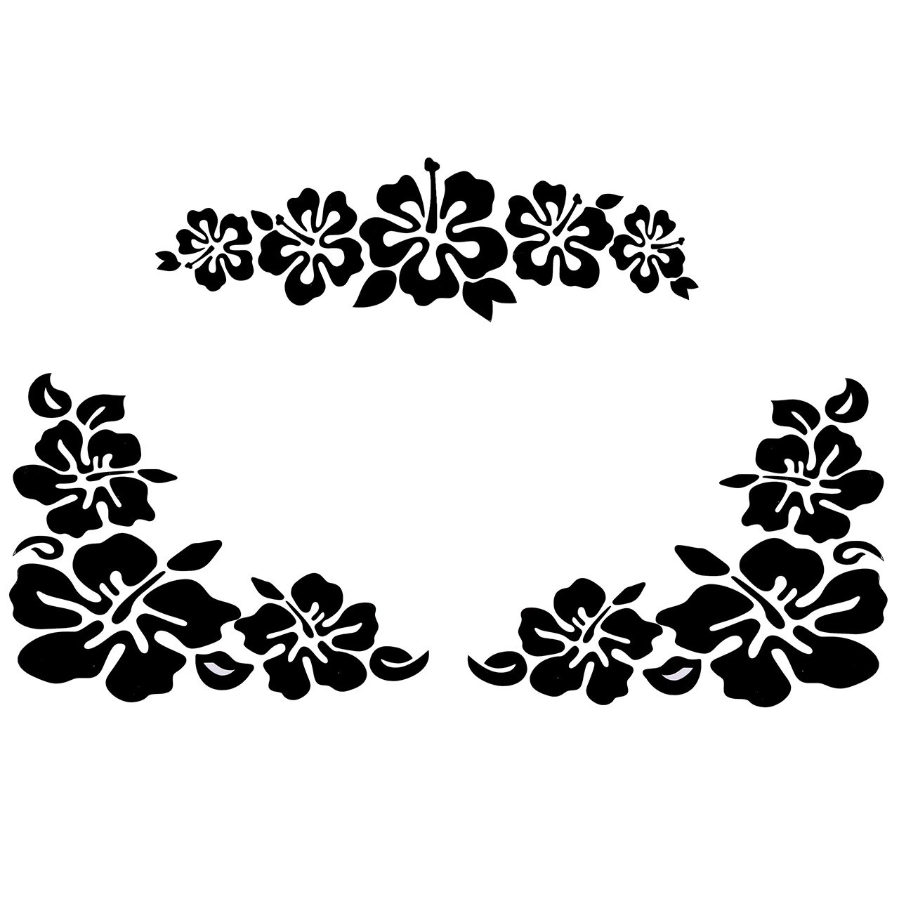 ACBungji Hibiskus Autoaufkleber Blumen blumenaufkleber autotattoos selbstklebend Aufkleber Fenster Schwarz Weiß wasserfest (Schwarz Blume) von ACBungji