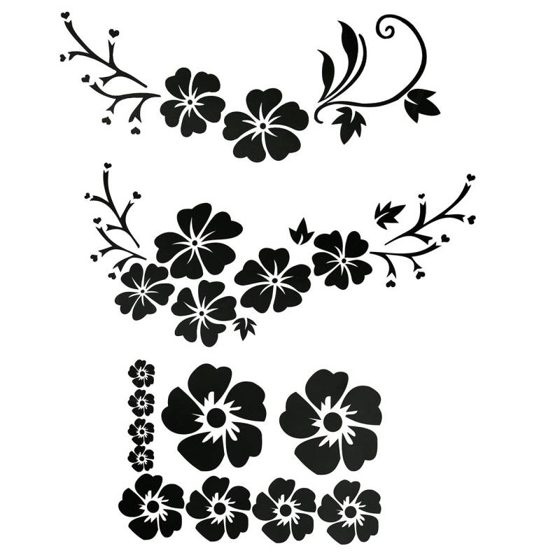 ACBungji Hibiskus Autoaufkleber Blumen blumenaufkleber autotattoos selbstklebend Aufkleber Fenster Schwarz Weiß wasserfest (Schwarz Blume) von ACBungji