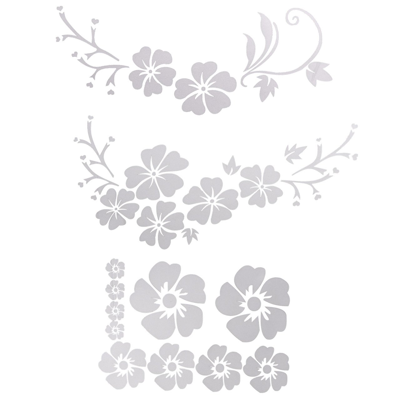 ACBungji Hibiskus Autoaufkleber Blumen blumenaufkleber autotattoos selbstklebend Aufkleber Fenster Schwarz Weiß wasserfest (Weiß Blume) von ACBungji