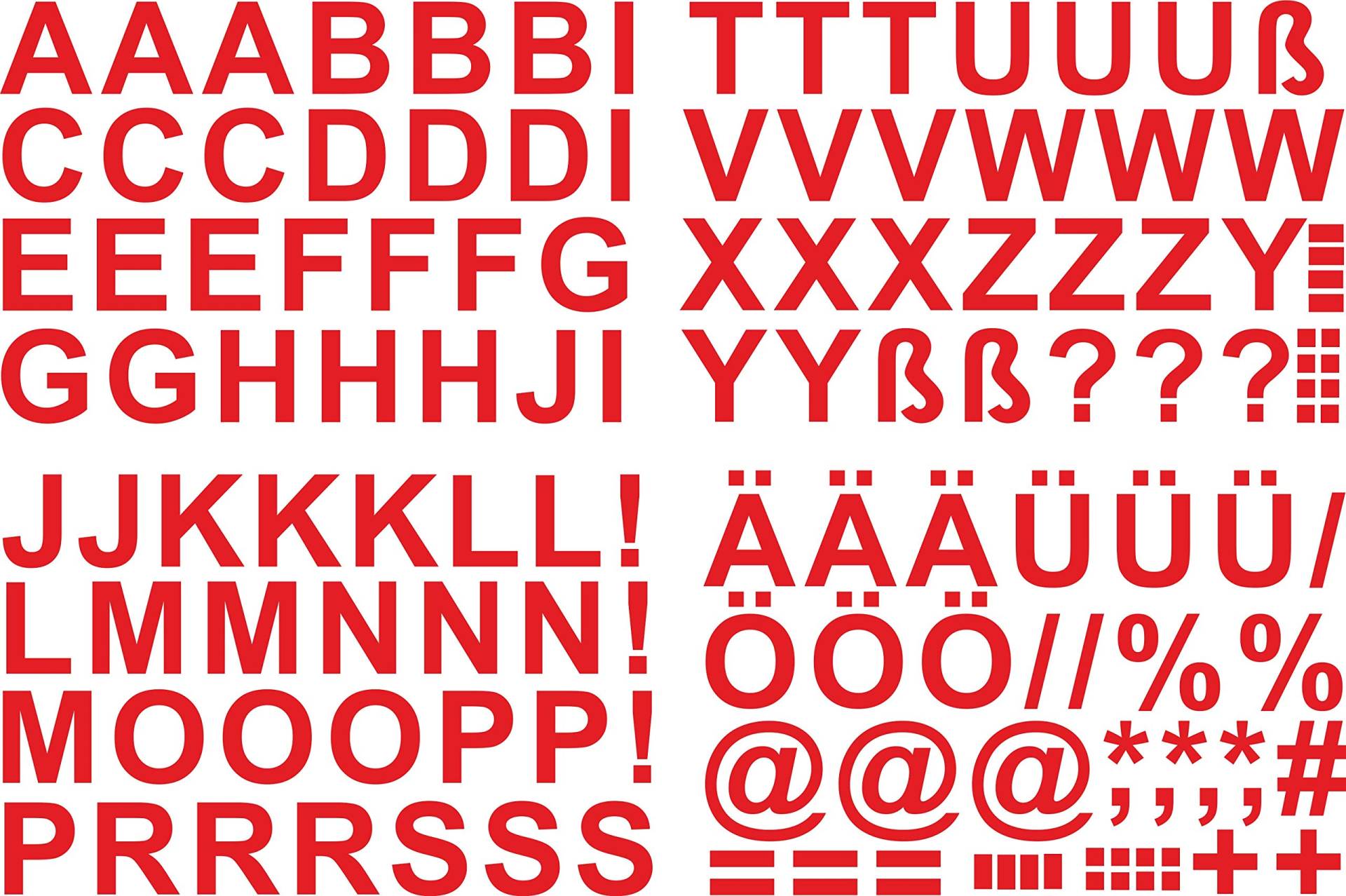 Buchstaben Aufkleber 4cm Hoch - in Rot - 140 Stück - Selbstklebende Buchstaben und Zeichen A-Z - Ideal für den Außenbereich da Wasser und Wetterfest von Gradert-Elektronik