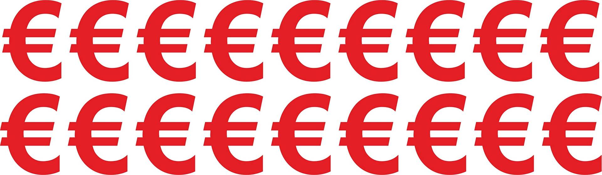 € Euro Zeichen Aufkleber 4cm Hoch - in Rot- 18 Aufkleber - Selbstklebende € Zeichen Preistafel/Preisauszeichnung - Ideal für den Außenbereich da Wasser und Wetterfest von Gradert-Elektronik