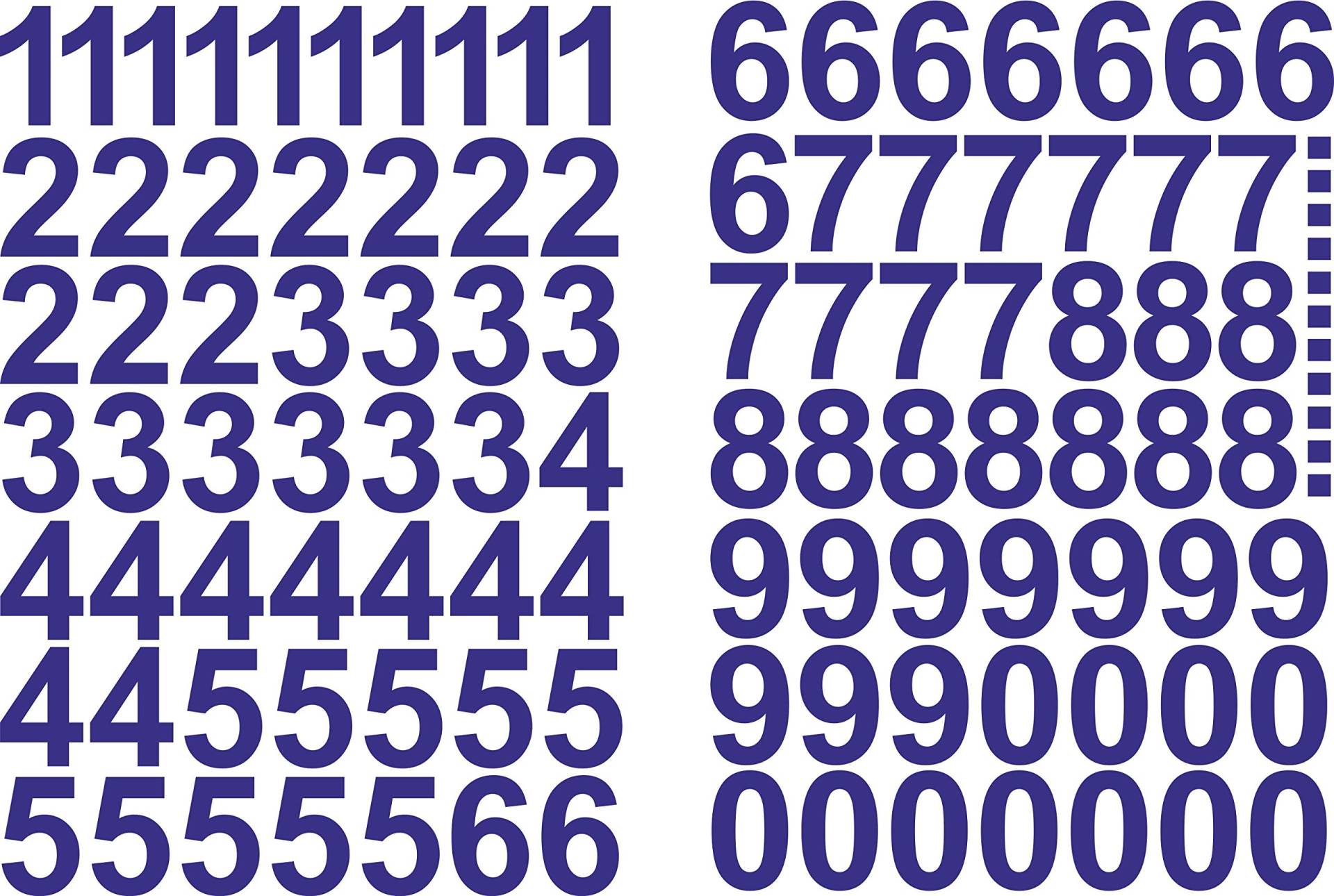 Zahlen Aufkleber 4cm Hoch - 111 KLEBEZAHLEN - Selbstklebende Ziffern und Nummern 0-9 - Ideal für den Außenbereich da Wasser und Wetterfest (Blau) von Gradert-Elektronik