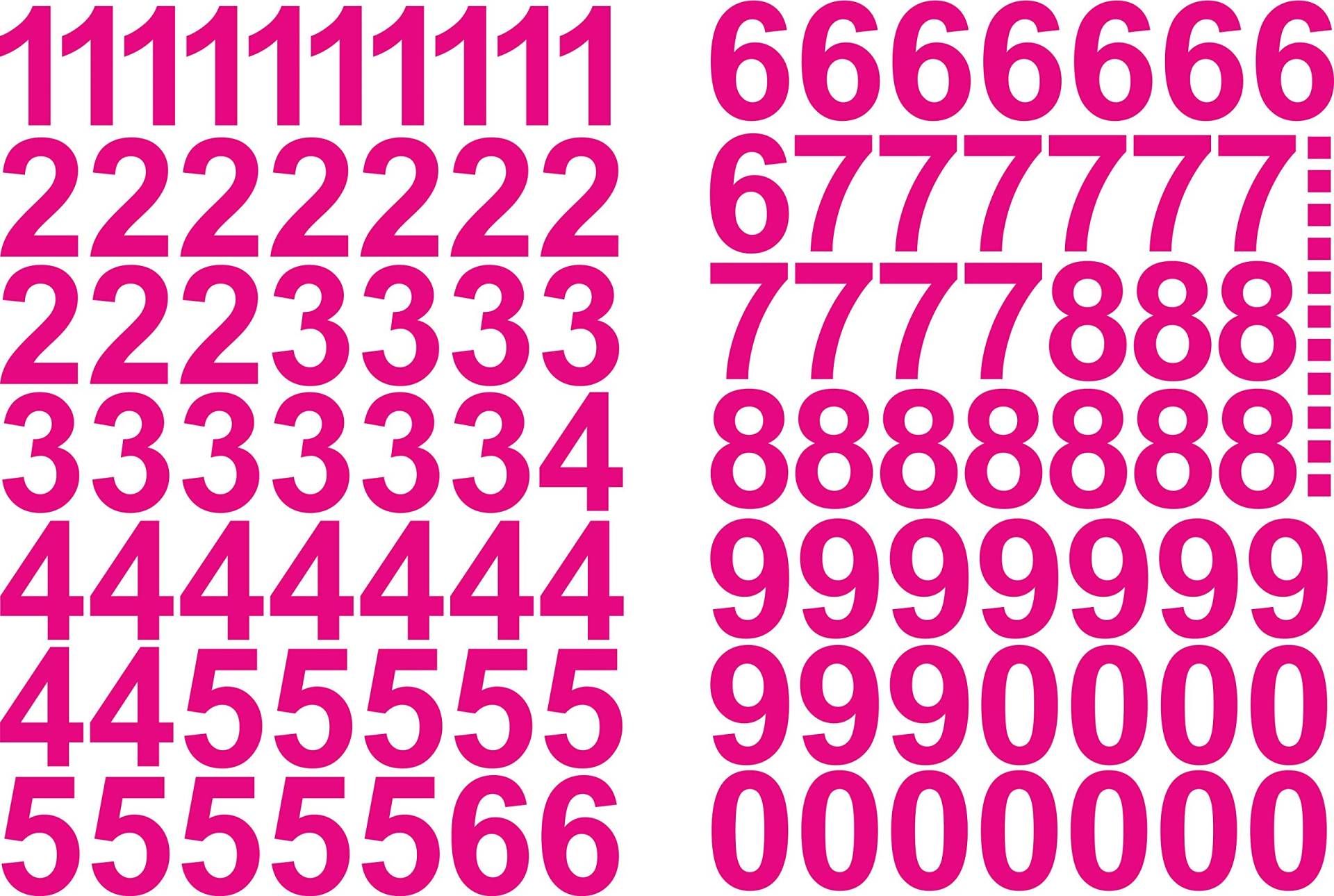 Zahlen Aufkleber 4cm Hoch - 111 KLEBEZAHLEN - Selbstklebende Ziffern und Nummern 0-9 - Ideal für den Außenbereich da Wasser und Wetterfest (Pink) von Gradert-Elektronik