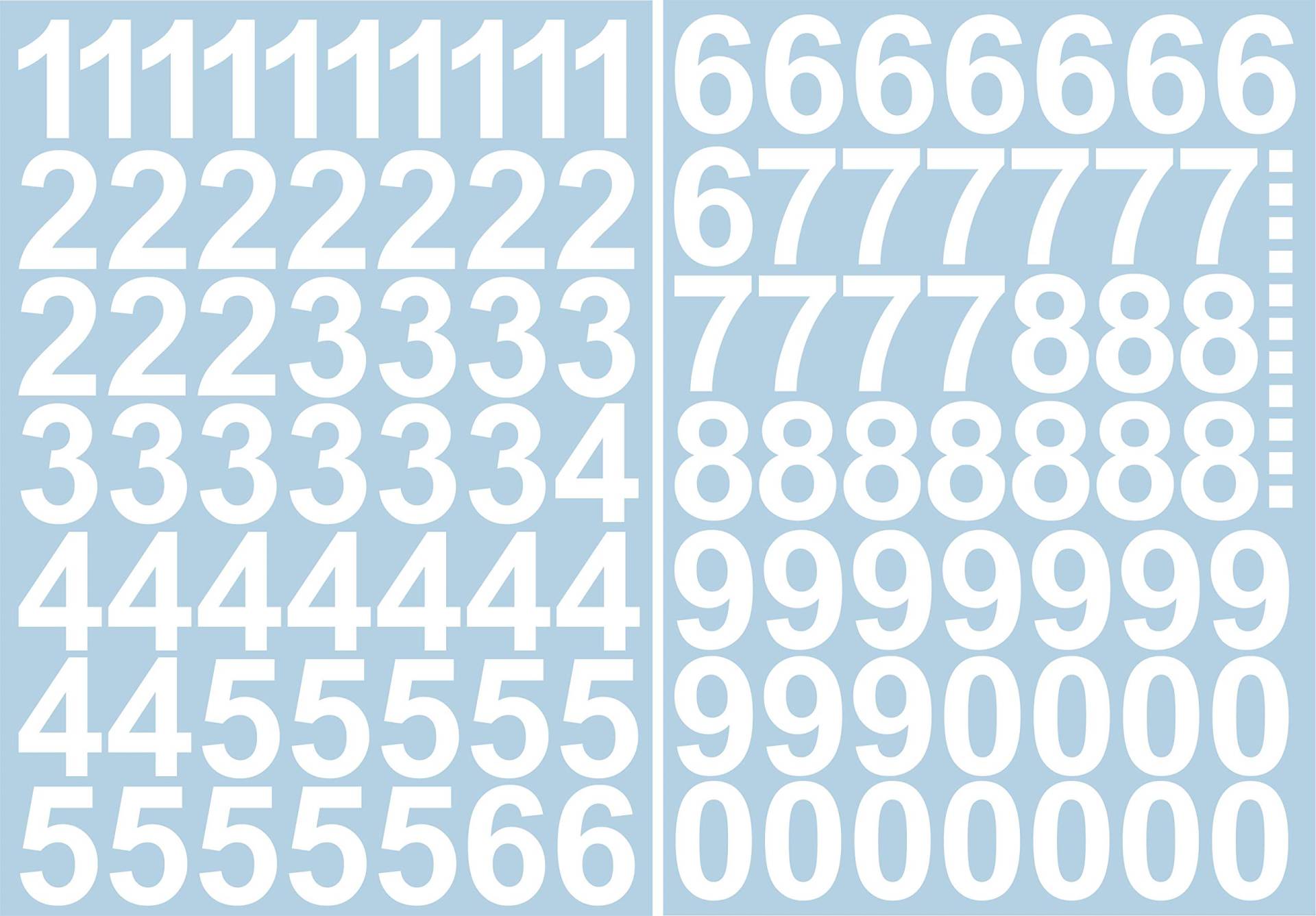 Zahlen Aufkleber 4cm Hoch - 111 KLEBEZAHLEN - Selbstklebende Ziffern und Nummern 0-9 - Ideal für den Außenbereich da Wasser und Wetterfest (Weiss) von Gradert-Elektronik