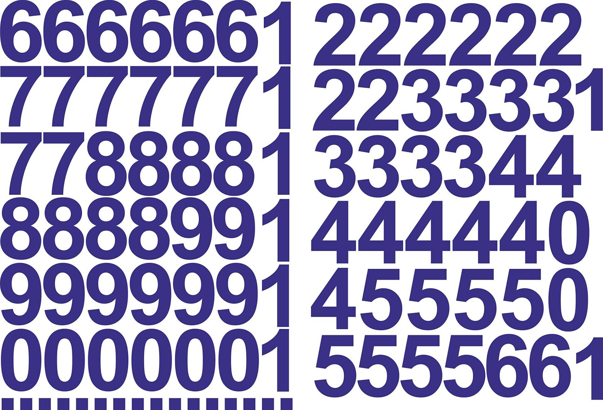 Zahlen Aufkleber 5cm Hoch - in Blau - 96 KLEBEZAHLEN - Selbstklebende Ziffern und Nummern 0-9 - Ideal für den Außenbereich da Wasser und Wetterfest von Gradert-Elektronik