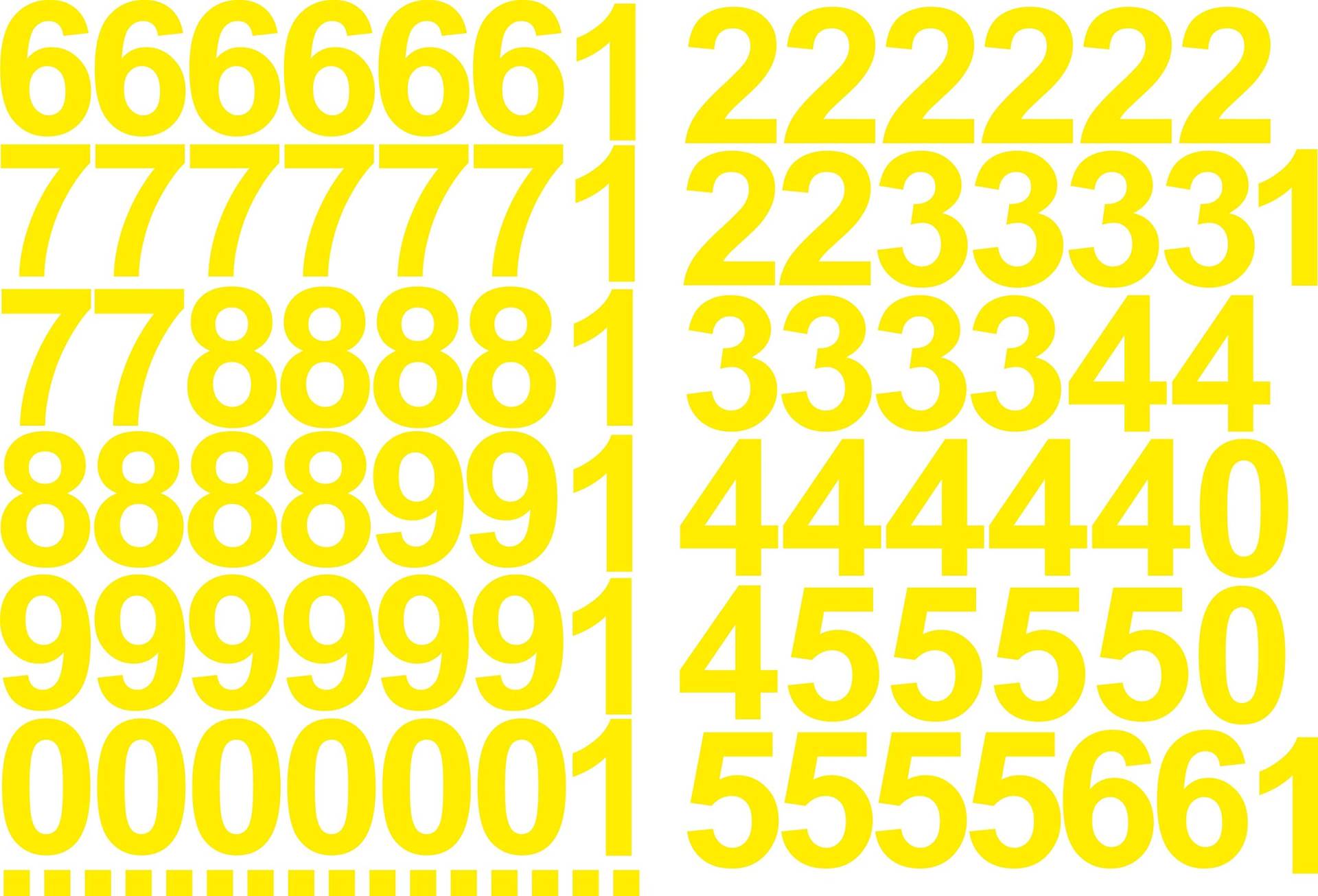 Zahlen Aufkleber 5cm Hoch - in Gelb - 96 KLEBEZAHLEN - Selbstklebende Ziffern und Nummern 0-9 - Ideal für den Außenbereich da Wasser und Wetterfest von Gradert-Elektronik