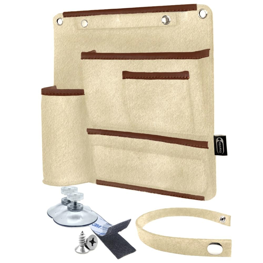 Wandnachtkästchen - Organizer für Camper, Wohnmobil und Wohnwagen mit verschiedenen Montageoptionen (Größe M/Farbe beige) von GranHin