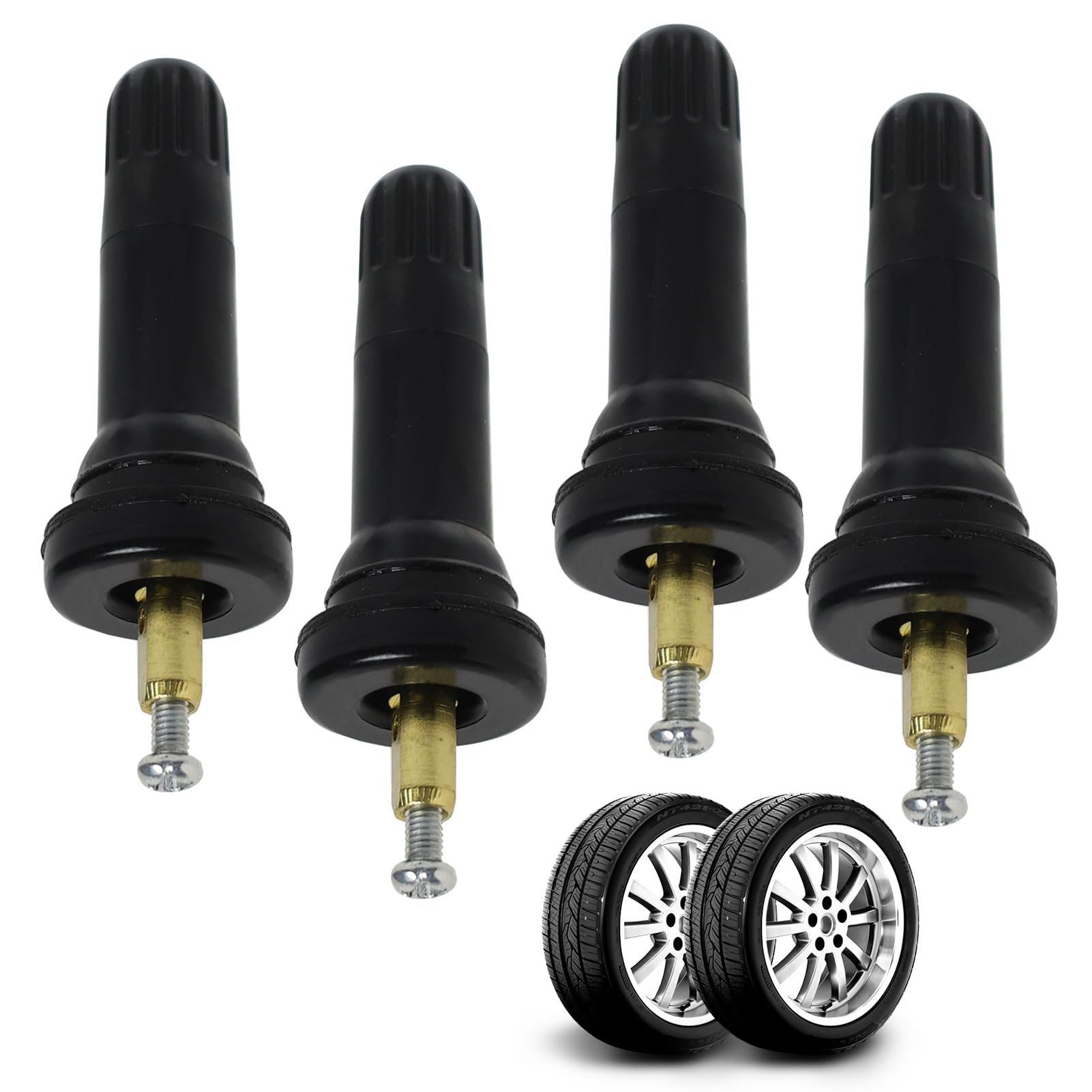 4 Stück Auto Reifendrucksensor Ventil, TPMS Reifendrucksensor Ventile, Universal Gummiventil Ersatz, Ventil für Sensor für Auto, Explosionssicher, Schwarz von Greacesrio