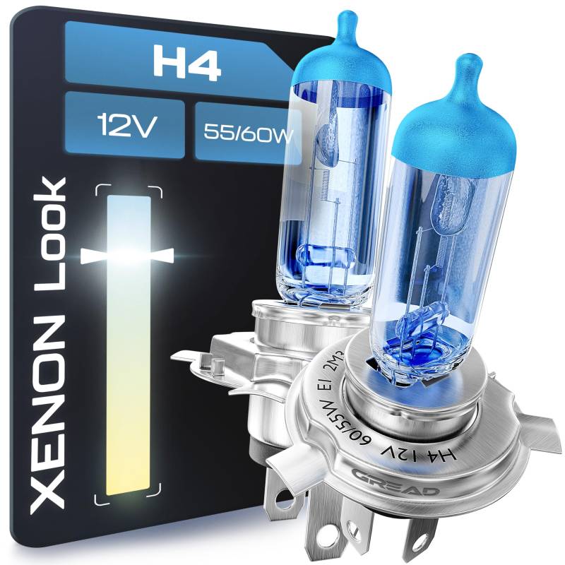 Gread - 2x H4 Frontscheinwerfer Halogenlampe - superwhite - 8500k 55W - eintragungsfrei von Gread