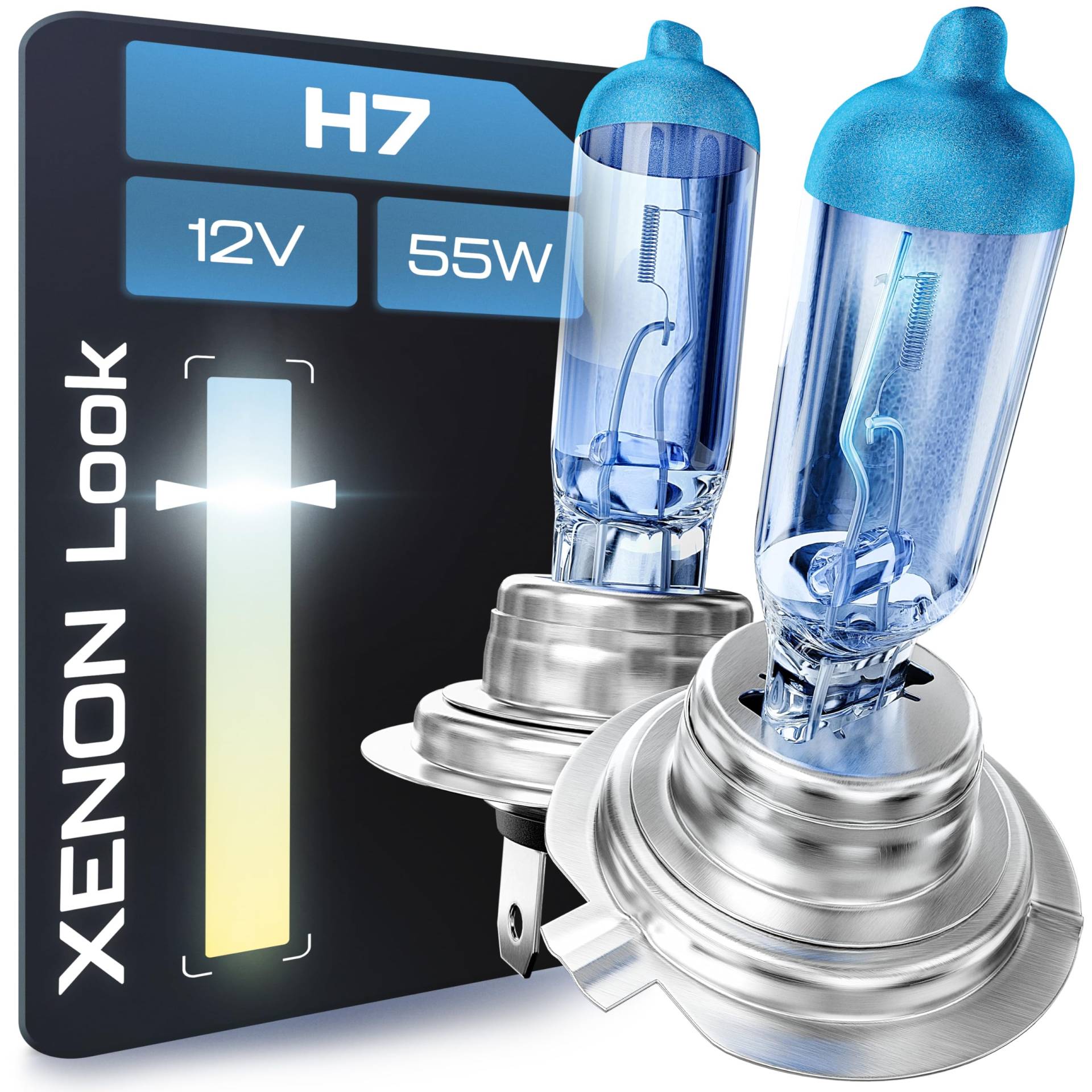 Gread - 2x H7 Halogen Lampen - super-white - 8500k 55W E-Prüfzeichen - Xenon Optik von Gread