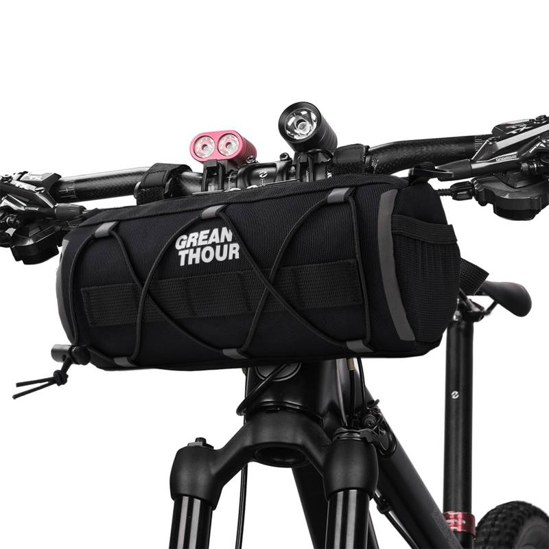 Greanthour Fahrrad Lenker Tasche, Multifunktionale wasserdichte Mountainbike Crossbar Vordertasche, 2.4L große Kapazität Tasche mit wasserdichtem Reißverschluss abnehmbare Riemen für Radfahren-Schwarz von Greanthour