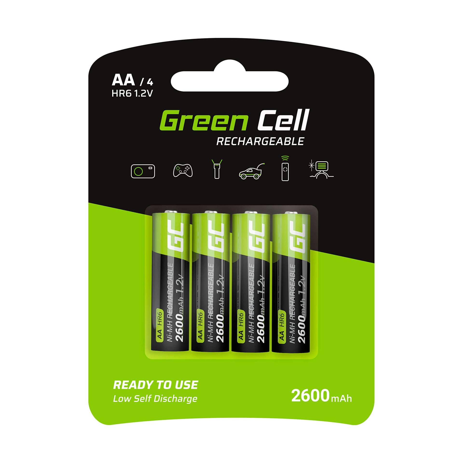 GREEN CELL Akku 2600 mAh 1.2V 2 Stück Mignon wiederaufladbare Batterien AA, Typ NI-MH, 1.2v vorgeladen, hohe Kapazität, zuverlässige Akku Batterien AA, langlebige Batterie AA Lösungen GREEN CELL Akku 2600 mAh 1.2V 2 Stück Mignon wiederaufladbare Batterien AA, Typ NI-MH, 1.2v vorgeladen, hohe Kapazität, zuverlässige Akku Batterien AA, langlebige Batterie AA Lösungen von Green Cell