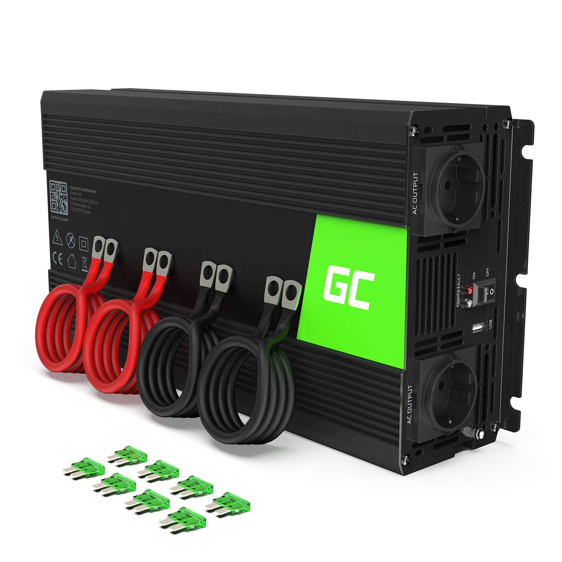 Green Cell® 2000W/4000W 12V auf 230V Reiner Sinus Volt kfz Spannungswandler Wechselrichter Konverter Pure Sine Wave Power Solar Inverter DC AC Umwandler Stromwandler Wohnwagen Auto Autoladegerät von Green Cell