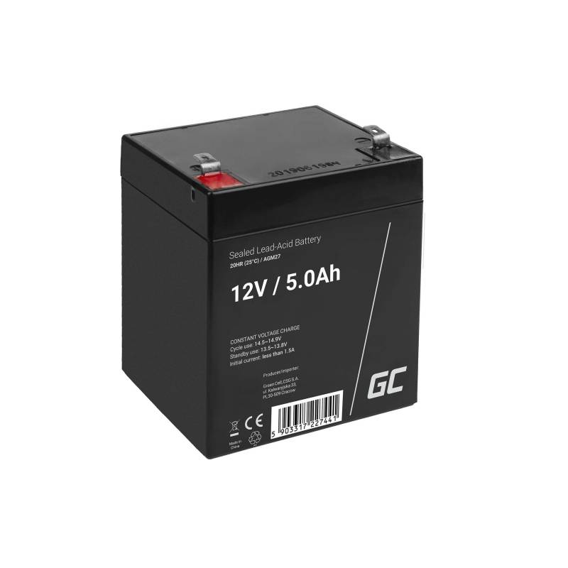 Green Cell® AGM 12V 5Ah Akku VRLA Blei-Batterie Bleiakku Ersatzakku Gelakku Akkubatterie Zyklenfest Unbemannt Spielzeug | Elektro Spielzeug| Alarm | Notstrom | Kinderfahrzeuge| Kinder-Quad von Green Cell