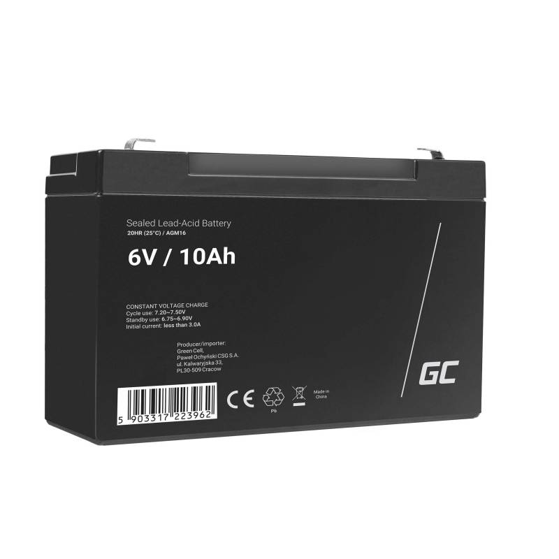 Green Cell® AGM 6V 10Ah Akku VRLA Blei-Batterie Bleiakku Ersatzakku Gelakku Akkubatterie Zyklenfest Unbemannt Spielzeug | Elektro Spielzeug| Alarm | Notstrom | Kinderfahrzeuge| Kinder-Quad von Green Cell