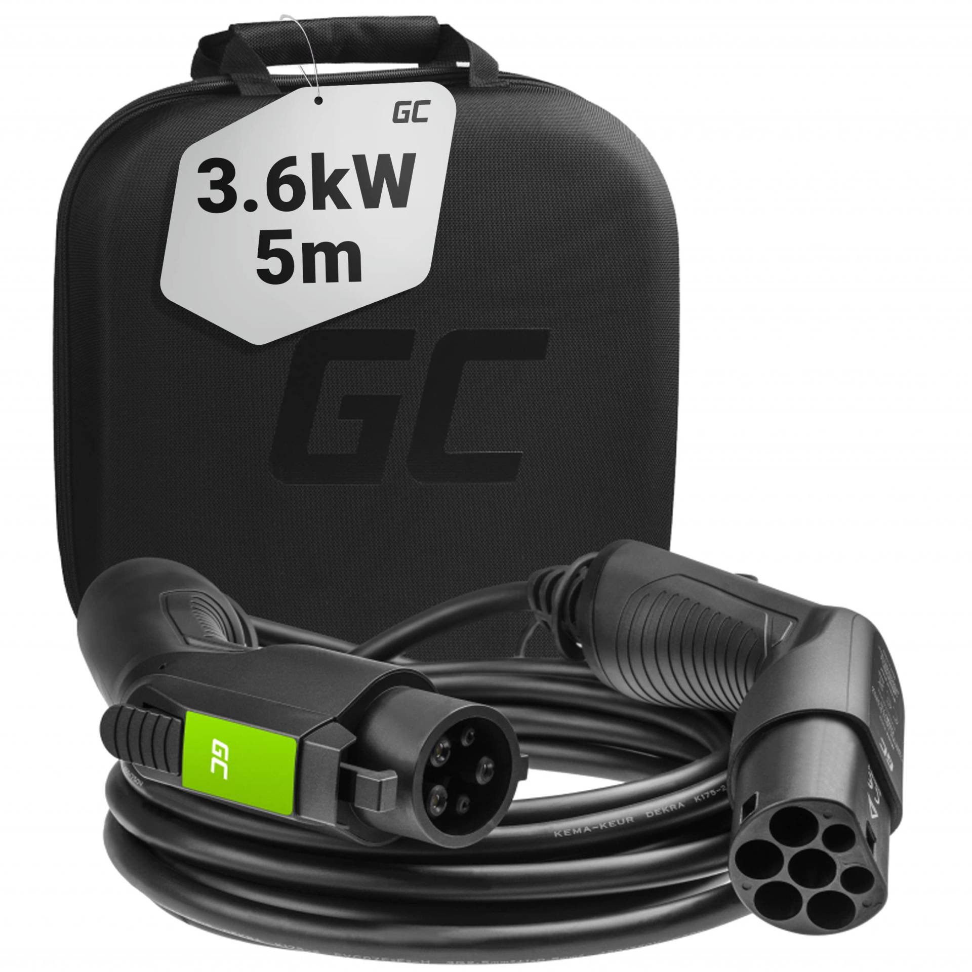 Green Cell® GC Typ 1 Ladekabel für EV Elektroautos PHEV | 3.6kW | 5m | 16A | Typ 1 auf Typ 2 | 1-Phasig | Kompatibel mit C-Zero, Focus Electric, Soul EV, Outlander PHEV, Prius, e-NV200, Leaf bis 2018 von Green Cell