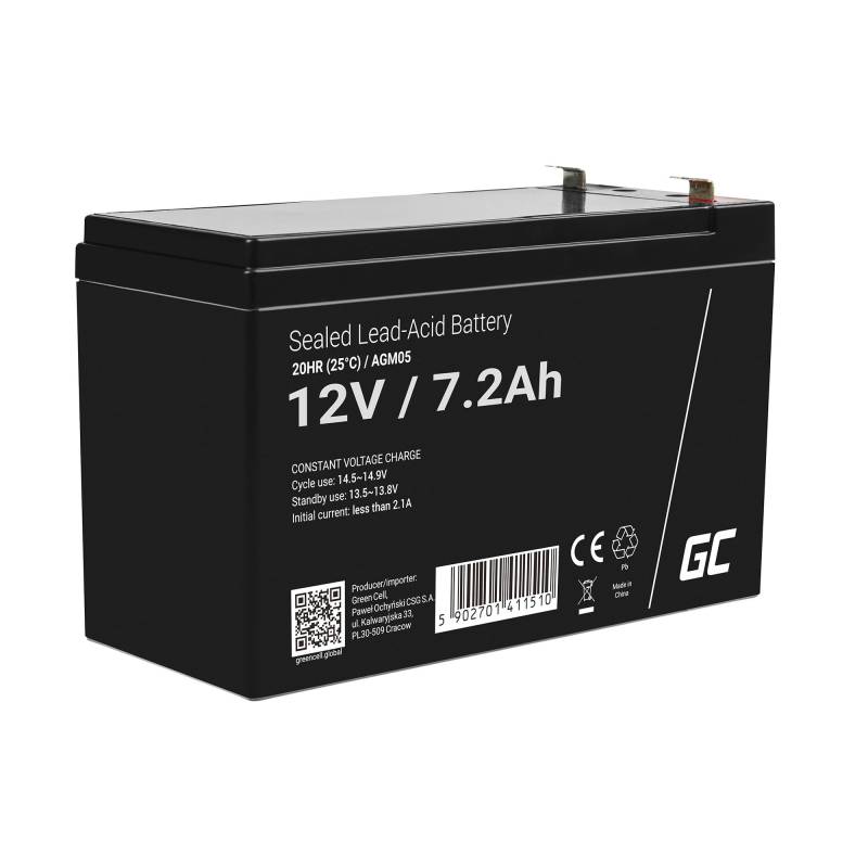 Green Cell AGM 12V 7,2Ah Akku VRLA Blei-Batterie Bleiakku Ersatzakku Gelakku Akkubatterie Zyklenfest Unbemannt Spielzeug | Elektro Spielzeug| Alarm | Notstrom | Kinderfahrzeuge| Kinder-Quad von Green Cell