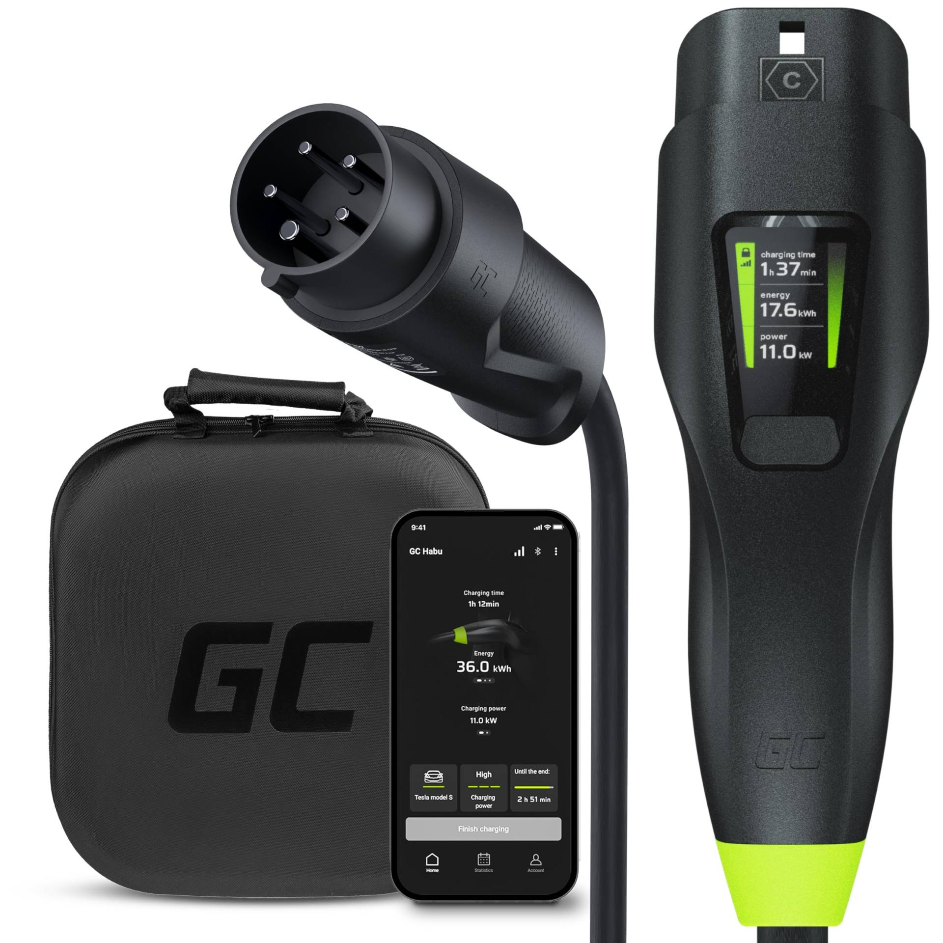 Green Cell GC Habu Elektroautos Mobile Wallbox 11kW 7m EV Ladegerät Typ 2 bis CEE 16A mit App e-Auto Zuhause Laden Ohne Wallbox 2in1 Kompatibel mit Allen EV Model Y / 3 / S/X, ID.4, ID.5, i4, EV6 Green Cell GC Habu Elektroautos Mobile Wallbox 11kW 7m EV Ladegerät Typ 2 bis CEE 16A mit App e-Auto Zuhause Laden Ohne Wallbox 2in1 Kompatibel mit Allen EV Model Y / 3 / S/X, ID.4, ID.5, i4, EV6 von Green Cell