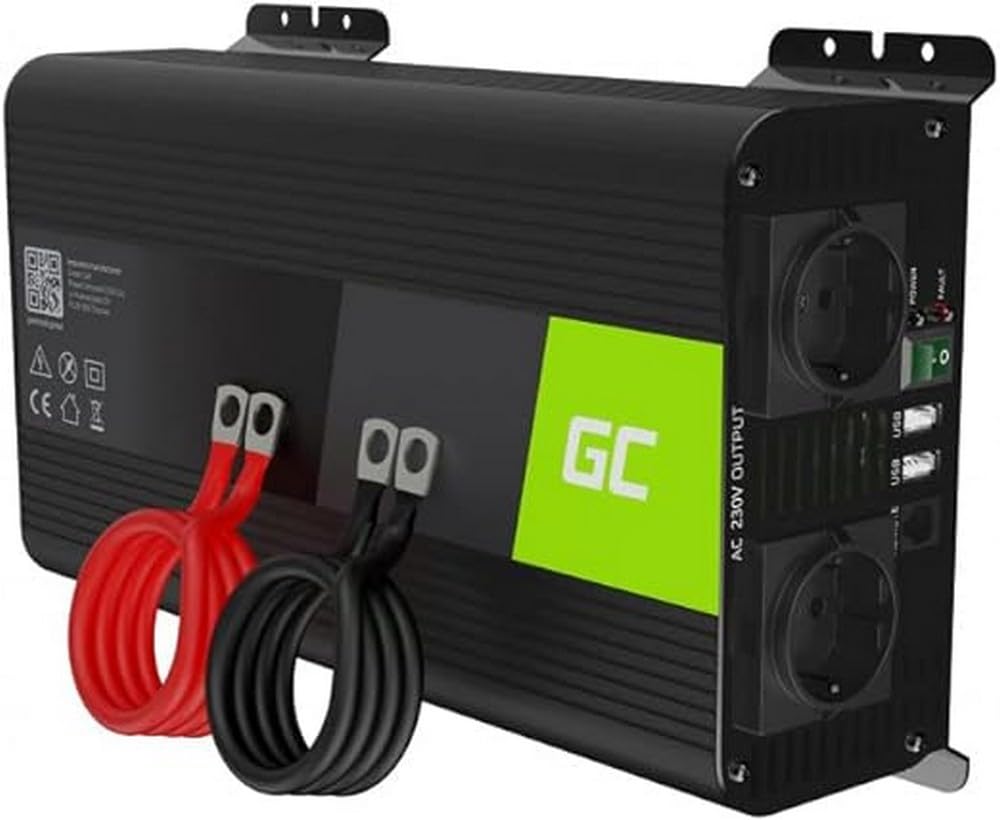 Green Cell PRO 1000W/2000W 12V auf 230V Reiner Sinus Volt kfz Spannungswandler Wechselrichter Konverter Pure Sine Wave Power Solar Inverter DC AC Umwandler Stromwandler Wohnwagen Auto Autoladegerät von Green Cell