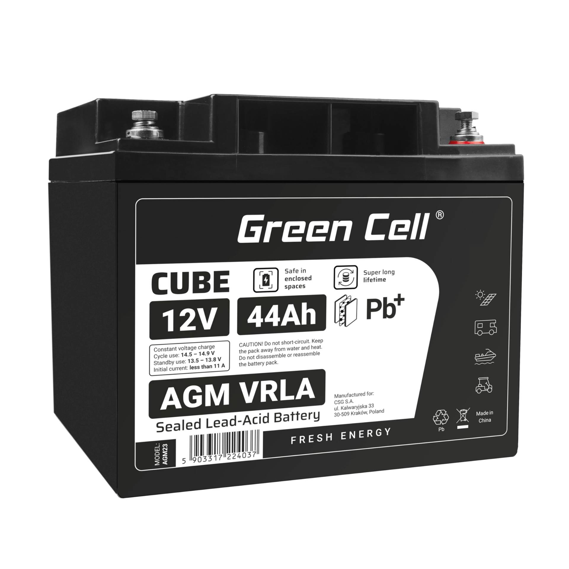 Grüne Zelle 12V 44Ah VRLA AGM Batterie mit B4 Terminal Grüne Zelle 12V 44Ah VRLA AGM Batterie mit B4 Terminal von Green Cell