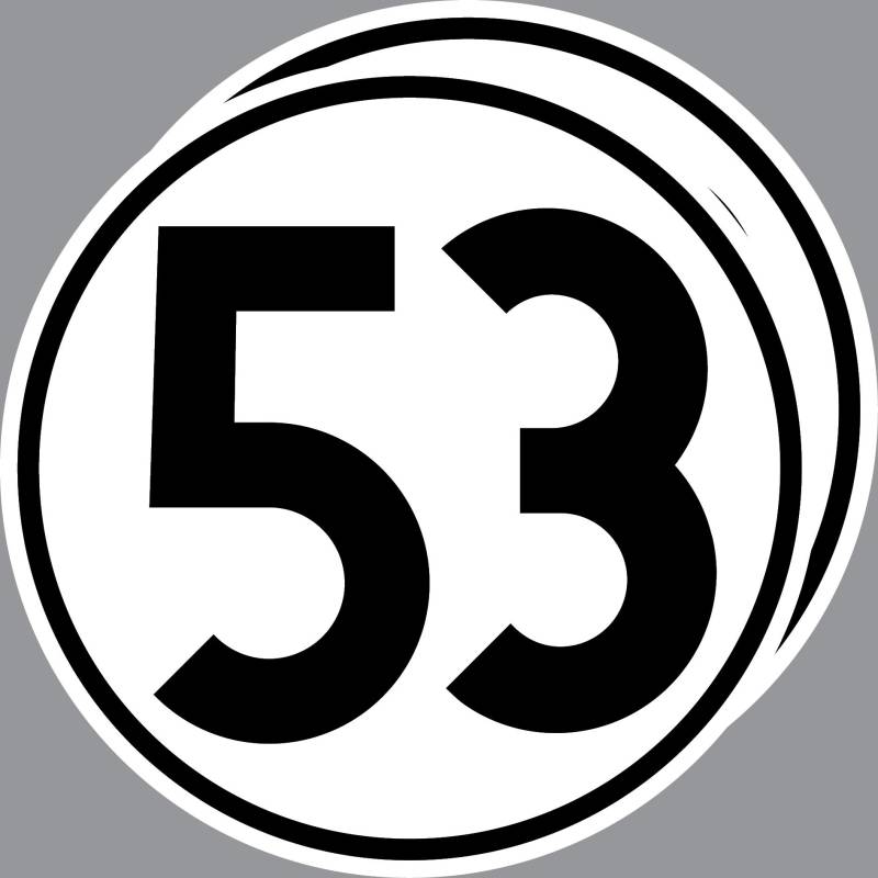 2 Aufkleber 20cm Startnummer 53 Sticker Auto Start Nummer Herbie VW Käfer Deko von Pehvdkuq