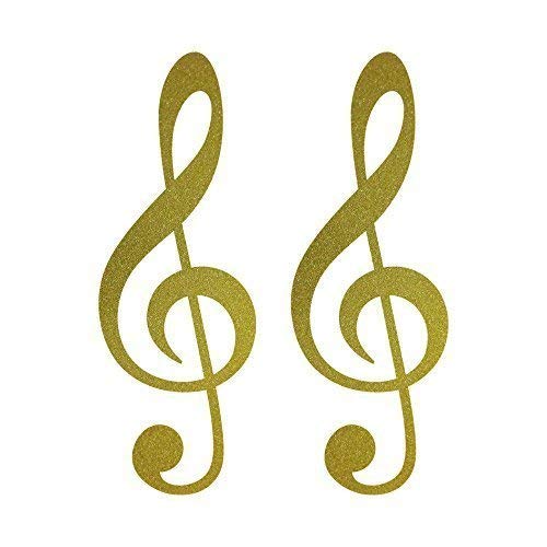 GreenIT 2 Aufkleber Notenschlüssel Violinschlüssel 20cm Musik Tattoo Auto Tür Fenster Deko Folie (Gold) von GreenIT