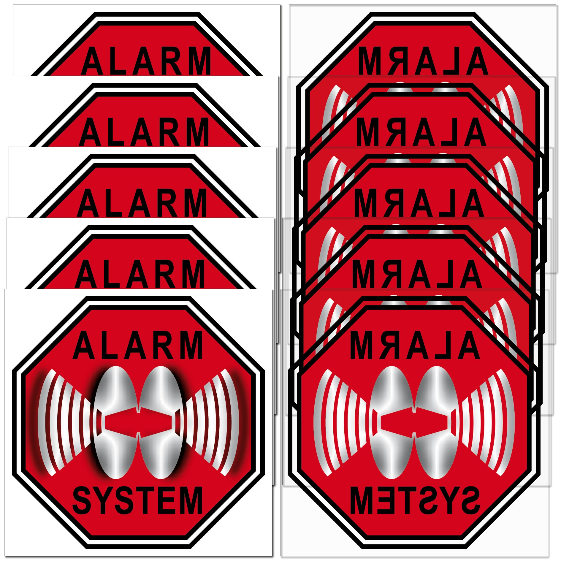 GreenIT Aufkleber Sticker 5cm Warnung Hinweis Stop Alarm System gesichert für Innenseite Fenster Scheibe (5) von GreenIT
