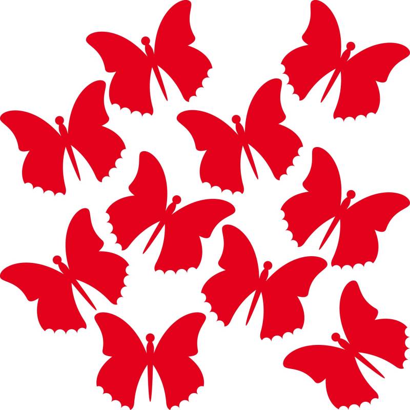 GreenIT 10 Aufkleber 10cm Schmetterling Butterfly Tattoo Klebefolie Deko Folie Autoaufkleber Auto Wand Tür Fenster (rot) von GreenIT