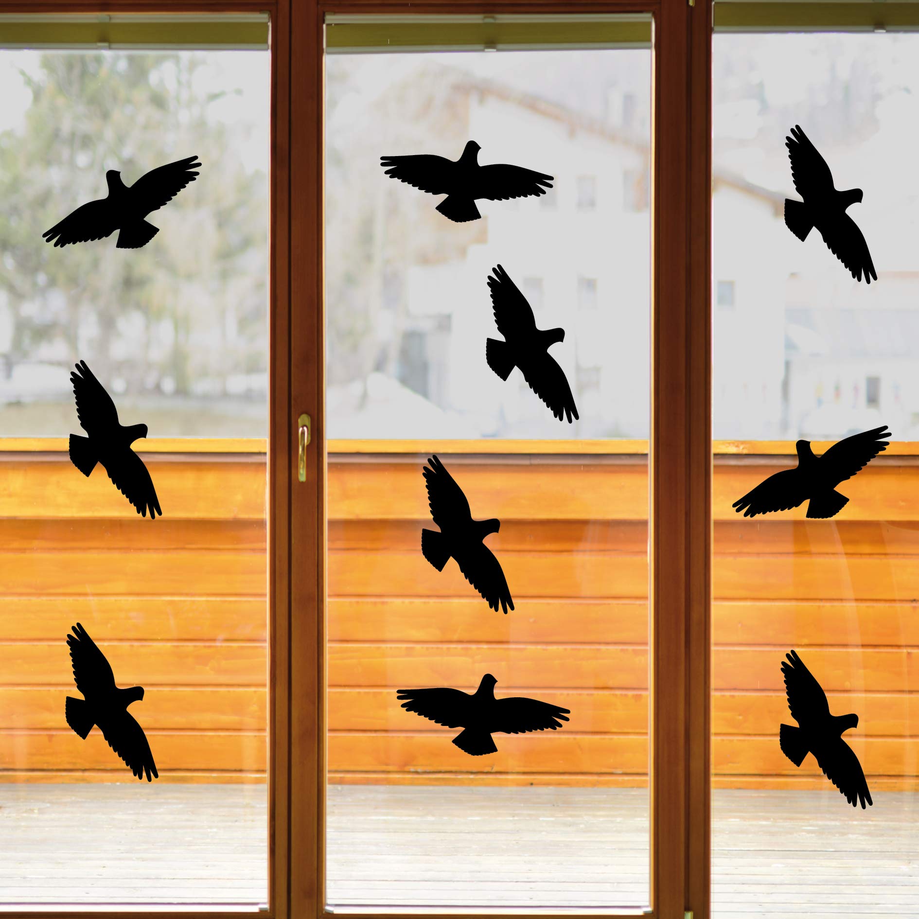 GreenIT 10 Aufkleber 20cm Warnvogel Vogel Schreck Fenster Glas Scheibe Schutz Deko Folie (schwarz, Habicht) von GreenIT