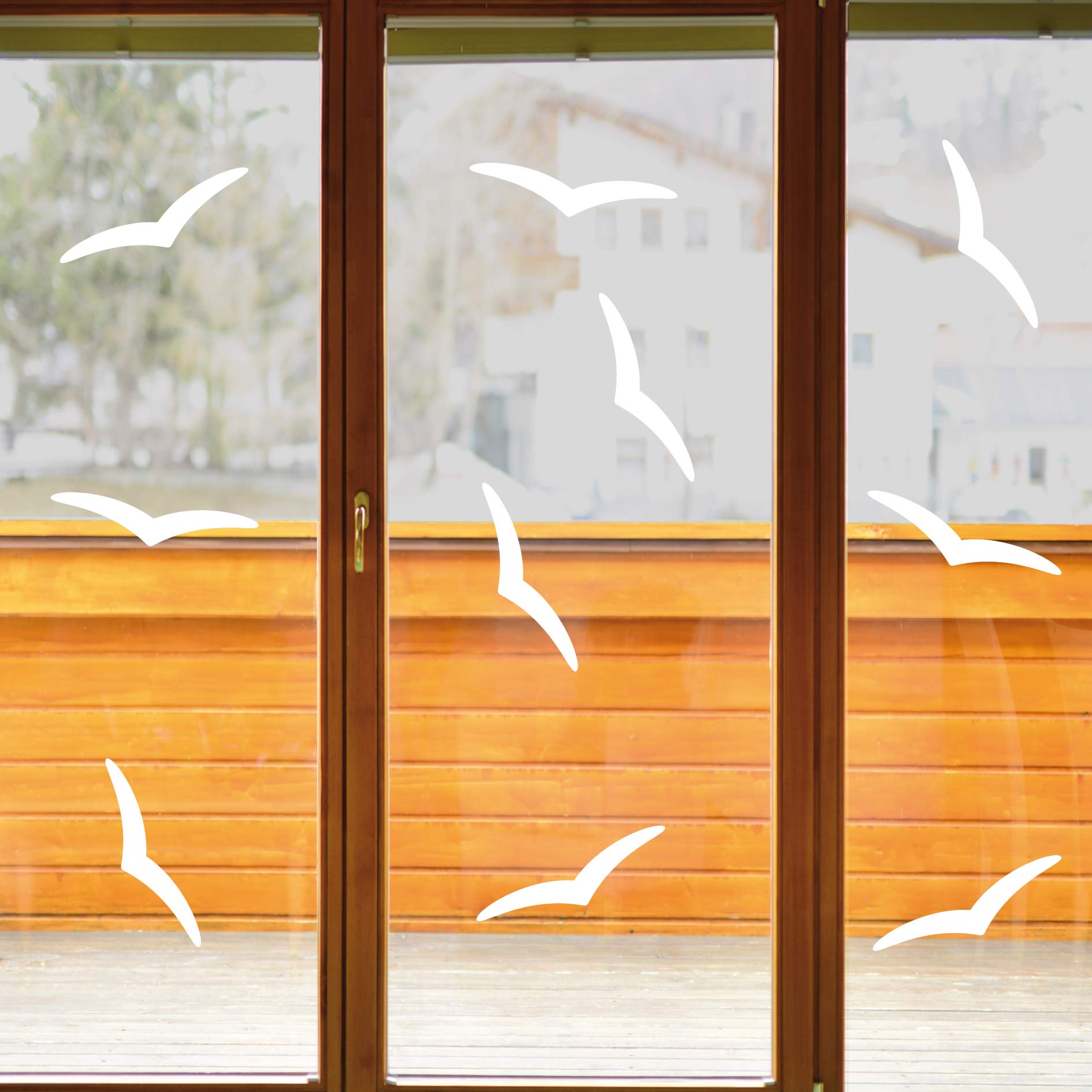 GreenIT 10 Aufkleber 20cm Warnvogel Vogel Schreck Fenster Glas Scheibe Schutz Deko Folie (weiß, Schwalbe Silhouette) von GreenIT