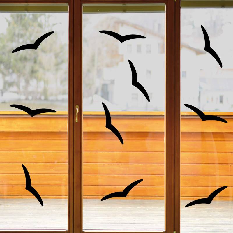 GreenIT 10 Aufkleber 25cm Warnvogel Vogel Schreck Fenster Glas Scheibe Schutz Deko Folie (schwarz, Schwalbe Silhouette) von GreenIT
