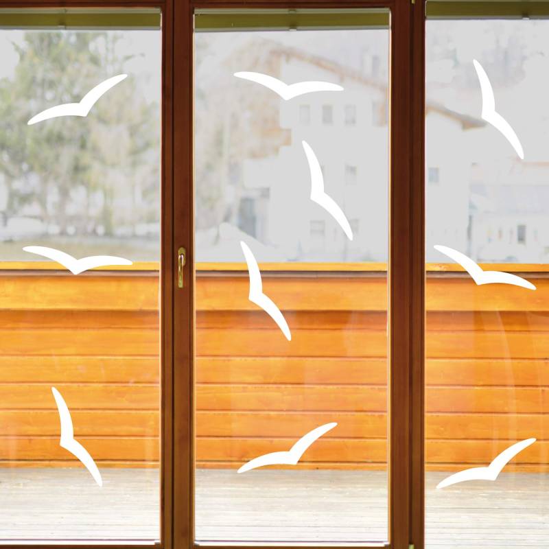 GreenIT 10 Aufkleber 25cm Warnvogel Vogel Schreck Fenster Glas Scheibe Schutz Deko Folie (weiß, Schwalbe Silhouette) von GreenIT