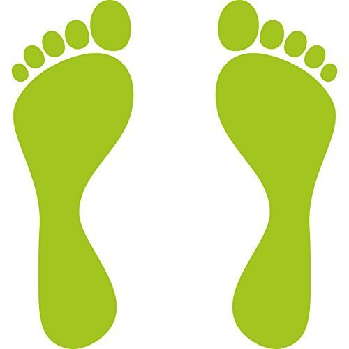 GreenIT 2 Paar 25cm grün 4 Füße Fußabdruck Fußspur Aufkleber Tattoo die Cut Auto Heck Deko Folie von GreenIT