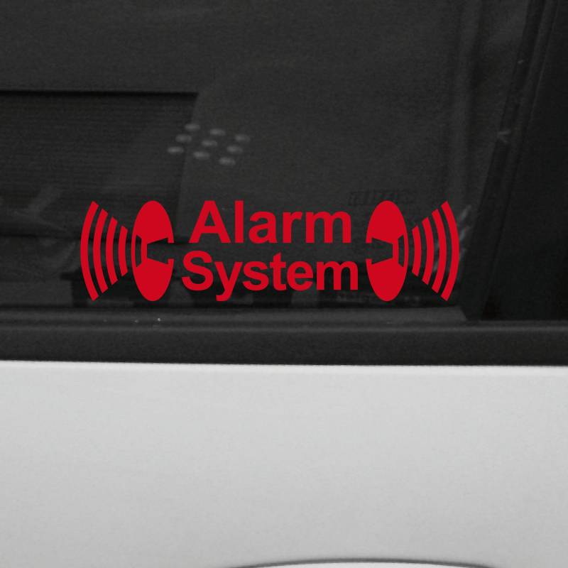 GreenIT 2 Stück Original Alarm System Aufkleber die Cut Decal Auto Fahrzeug Tür Fenster Scheibe Tattoo Folie (2 Stück rot invers) von GreenIT