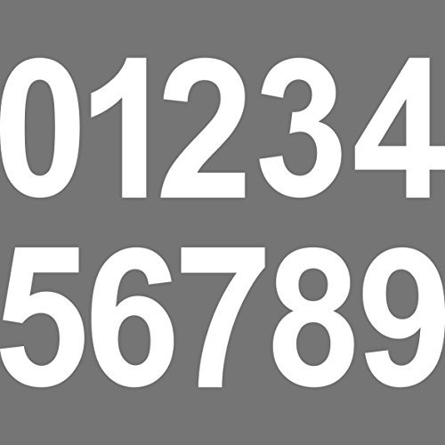 GreenIT 20 Stück 10cm weiß Ziffer Ziffern Zahl Zahlen Nummer Hausnummer Aufkleber die Cut Tattoo Deko Folie von GreenIT