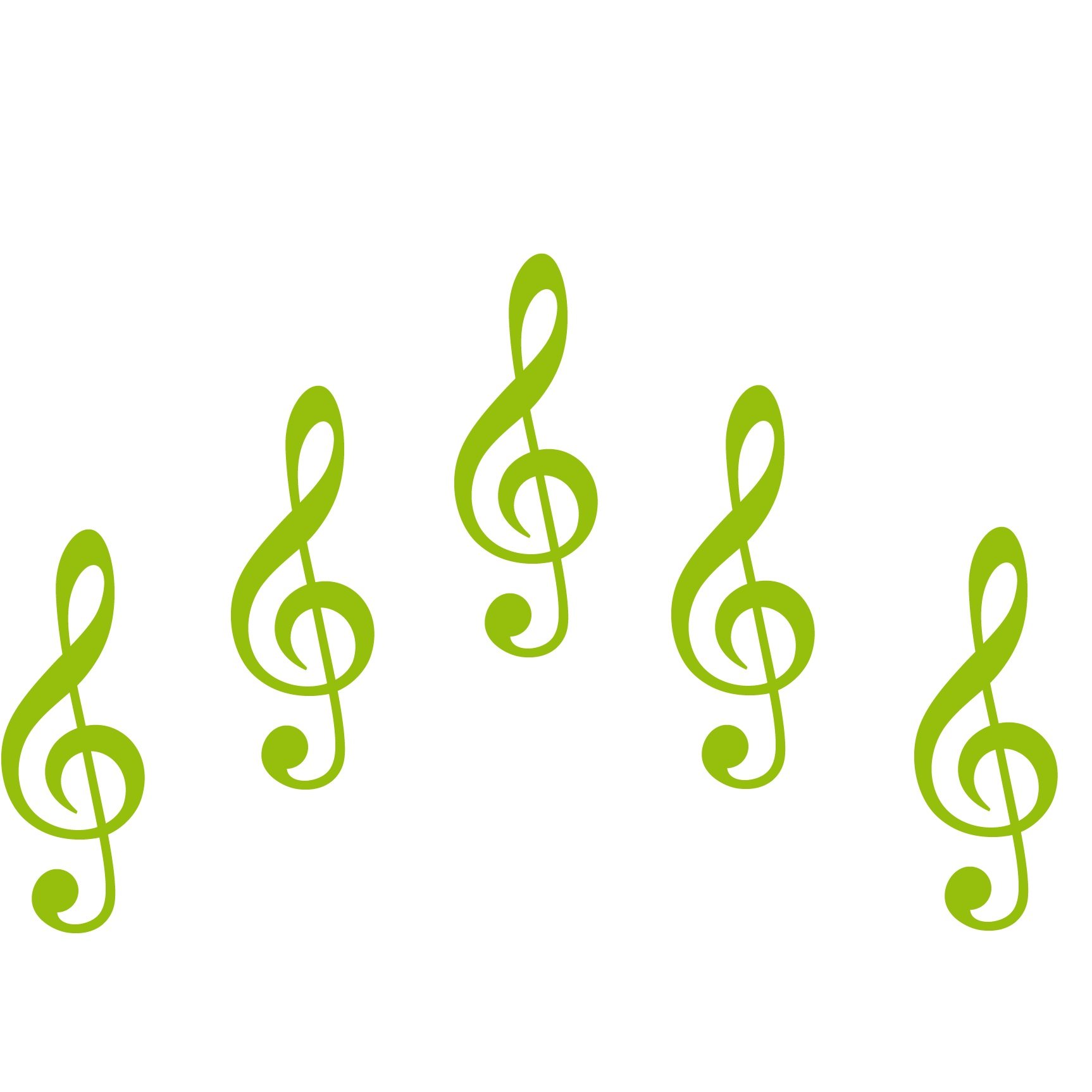 GreenIT 5 Aufkleber Notenschlüssel Violinschlüssel 10cm Musik Tattoo Auto Tür Fenster Deko Folie (hellgrün) von GreenIT
