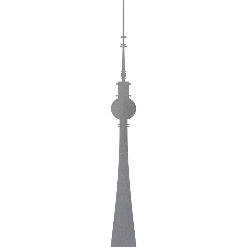 GreenIT Aufkleber Fernsehturm Berlin 10cm Tattoo Klebefolie Deko Folie Autoaufkleber Auto Wand Tür Fenster (Silber metallic) von GreenIT