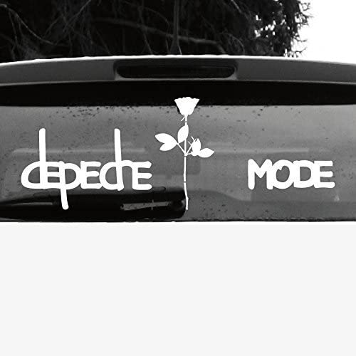 GreenIT Set Exciter Schriftzug und Rose Aufkleber Tattoo die Cut car Decal Auto Heck Deko Folie Depeche Mode (weiß invers) von GreenIT