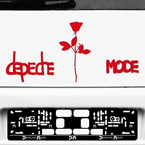 GreenIT Set Exciter Schriftzug und Rose Aufkleber Tattoo die Cut car Decal Auto Heck Deko Folie Depeche Mode (weiß-rot) von GreenIT