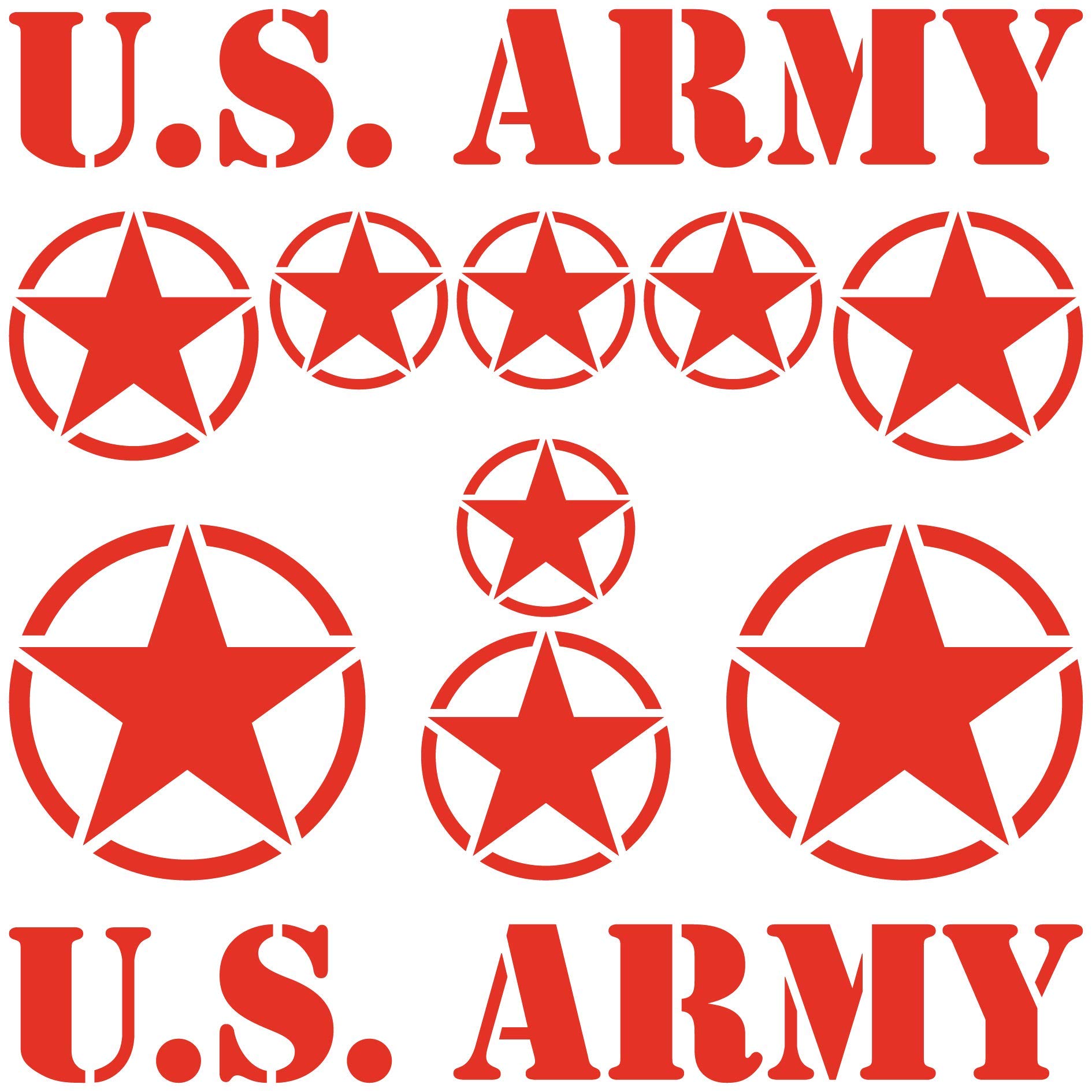 GreenIT Set USA Sterne & Schriftzug US Army MP Aufkleber Auto Tattoo Deko Folie Klebefolie (rot matt) von GreenIT