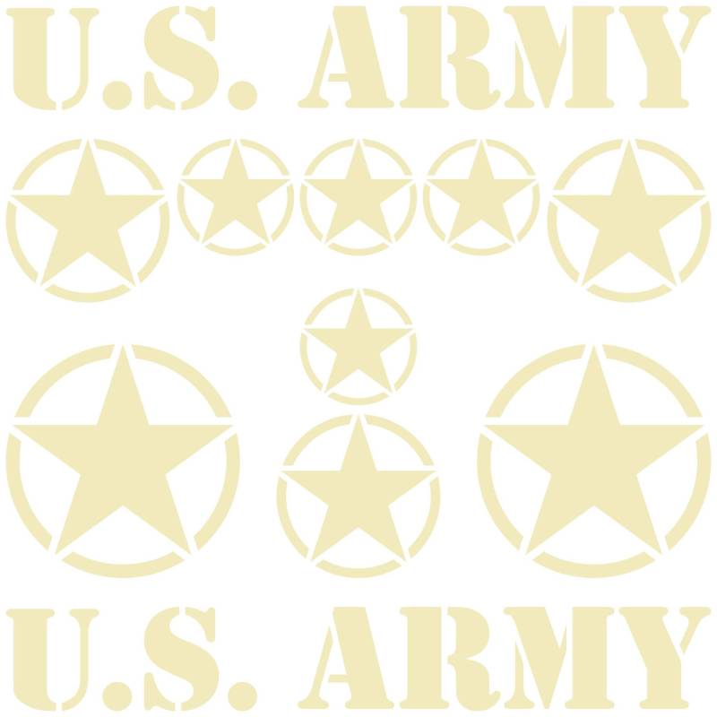 GreenIT Set USA Sterne & Schriftzug US Army MP Aufkleber Auto Tattoo Deko Folie Klebefolie (Sahara Sand MATT) von GreenIT
