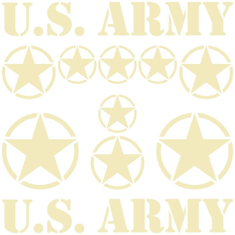 GreenIT Set USA Sterne & Schriftzug US Army MP Aufkleber Auto Tattoo Deko Folie Klebefolie (Sahara Sand MATT) von GreenIT