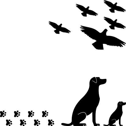 GreenIT Set Vogel Vögel Hund Hunde Pfötchen Aufkleber die Cut Tattoo Warnvögel Fenster Schutz gegen Vogelschlag Deko Folie (schwarz) von GreenIT